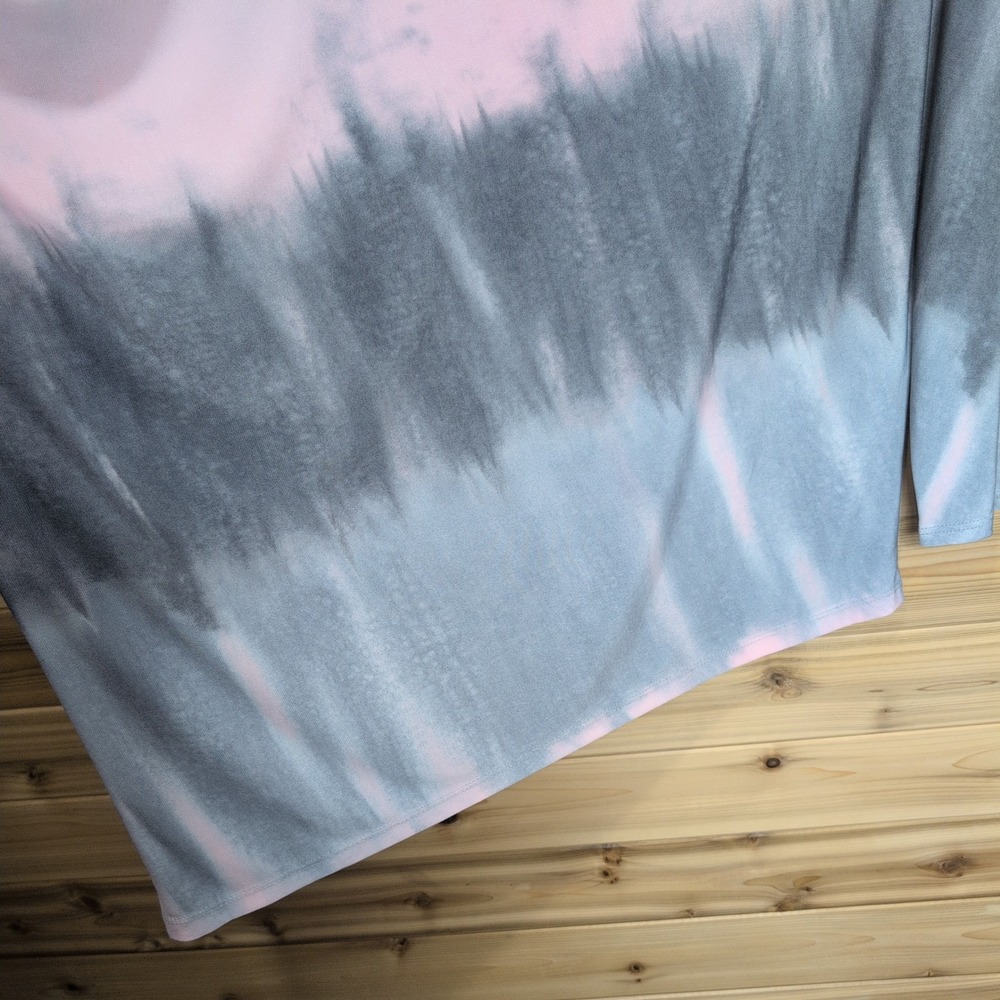 Clara Sunwoo Tie Dye Asymmetrical Tunic Top Pink Grey Blue Large Made in USA - Picture 3 of 9